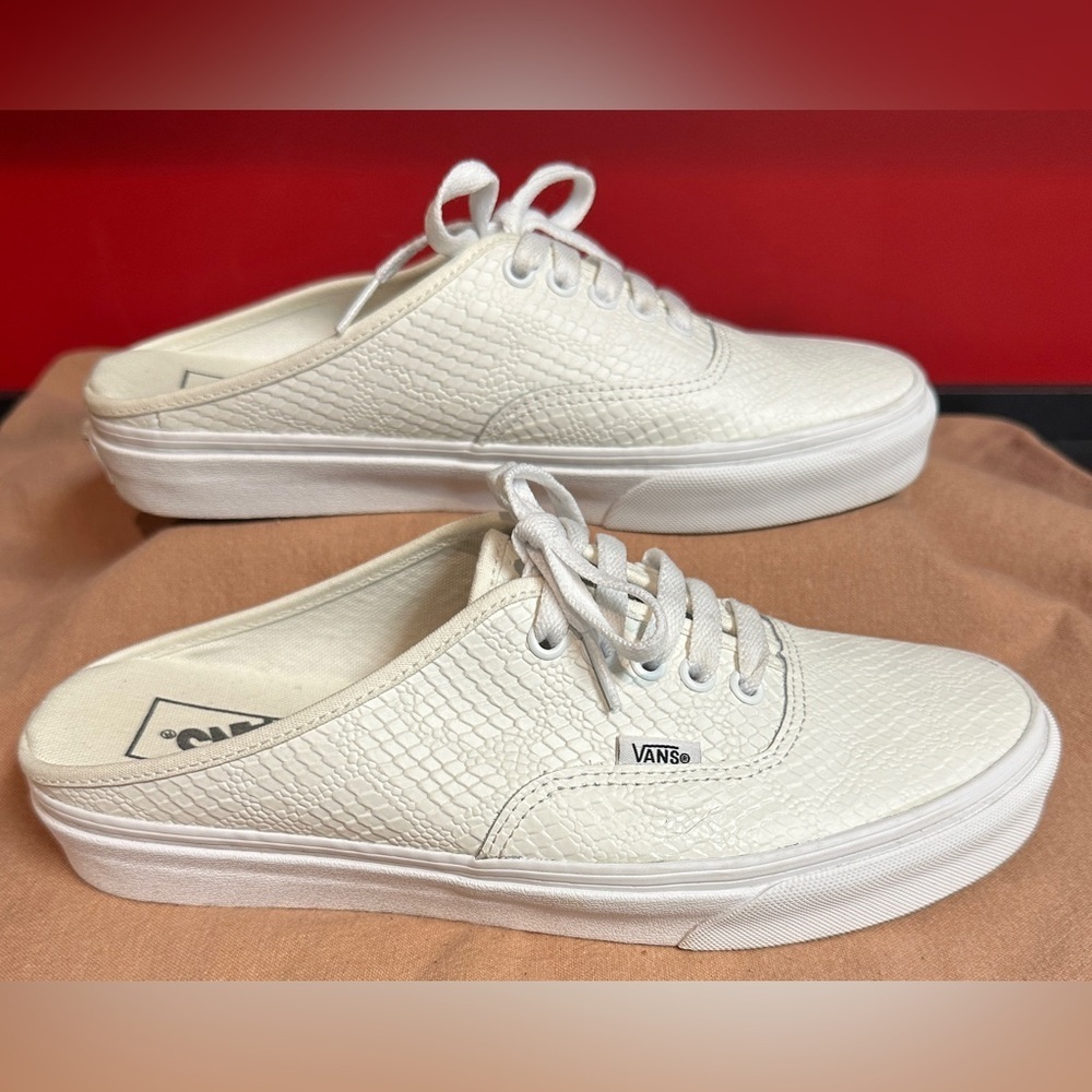 Vans White Leather Authentic Mule Python Blanc Wo… - image 4